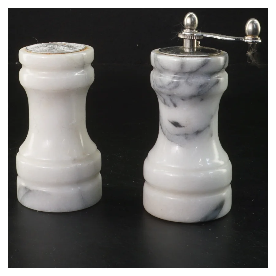 Salt- og peberkværn sæt af marmor (str. 10x5,5 cm)