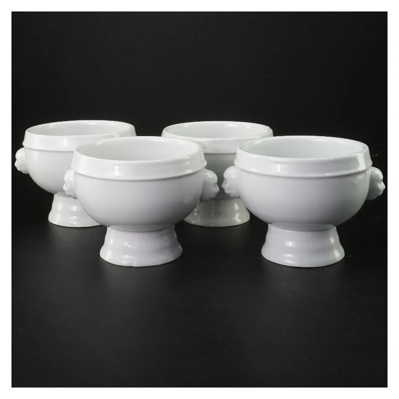 Sæt af 4 hvide suppeskåle (str. 4 styk, 10 cm)