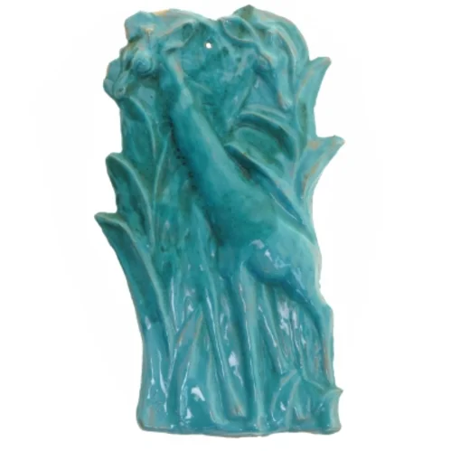 Keramisk vægdekoration med giraffmotiv (str. 32x15 cm)