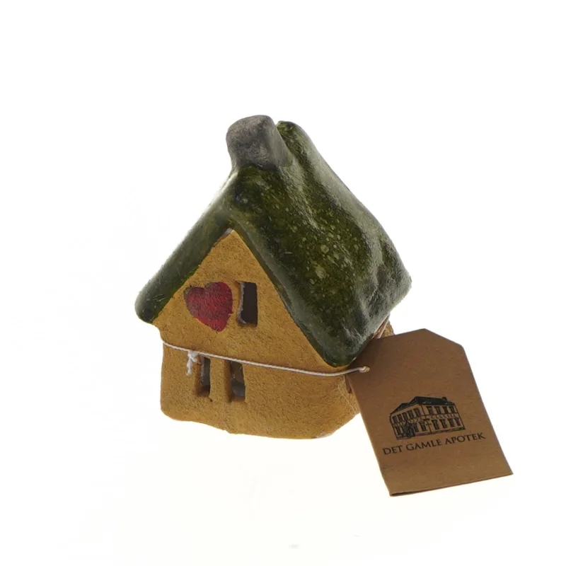 Keramikhus med græs tag fra Det Gamle Apotek (str. 9x6x6 cm)