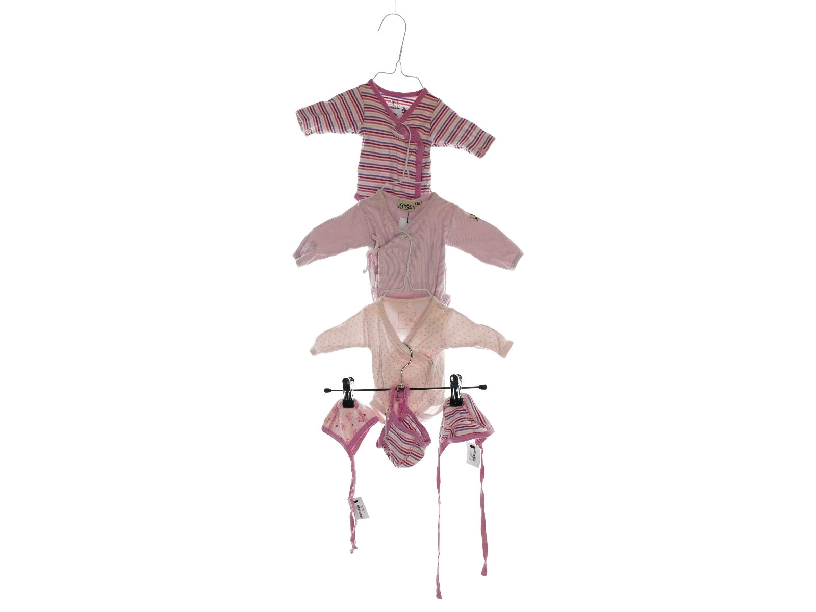 Langærmet bodystockings med huer (3 styks) (str. 40 /0-1 mdr.)