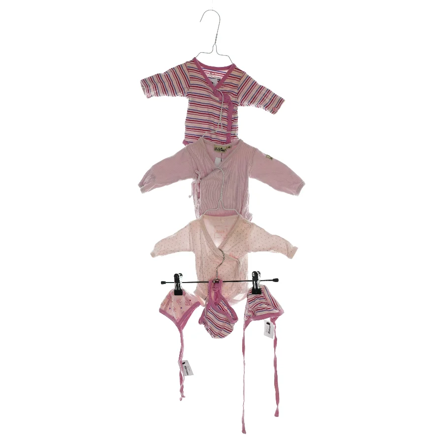 Langærmet bodystockings med huer (3 styks) (str. 40 /0-1 mdr.)