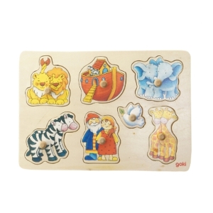 Træ puslespil med dyremotiver fra Goki (str. 30x20,5 cm)