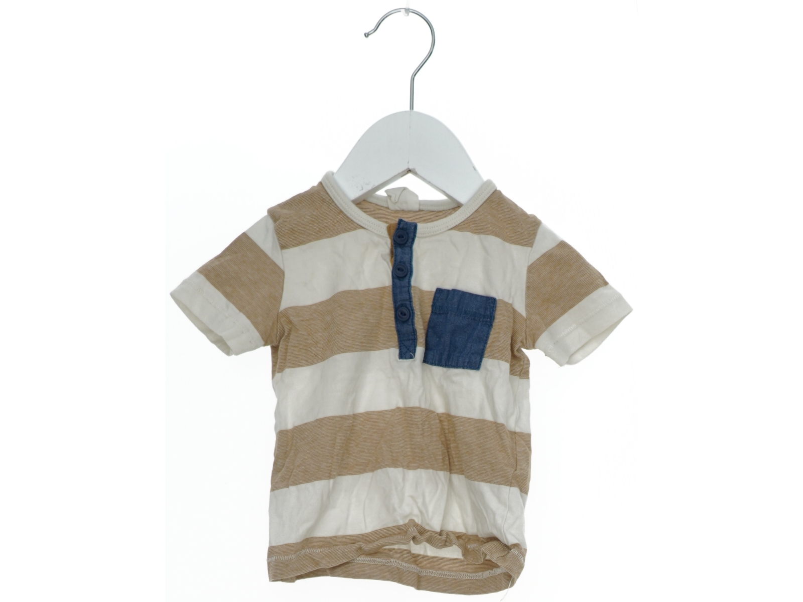 Kortærmet stribet t-shirt med lomme fra H&M (str. 68)