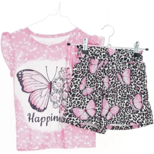 Sæt med sommertrøje og shorts med sommerfugle (str. 110)