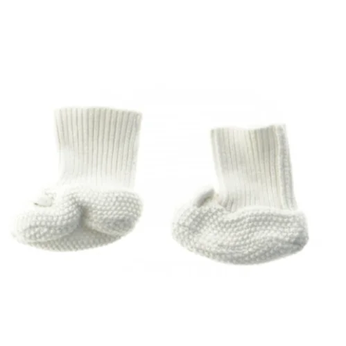 Strikkede hvide baby sokker (str. 9,5 cm)