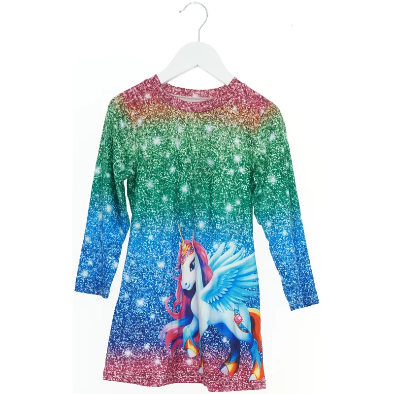 Langærmet kjole med enhjørning (str. 170)