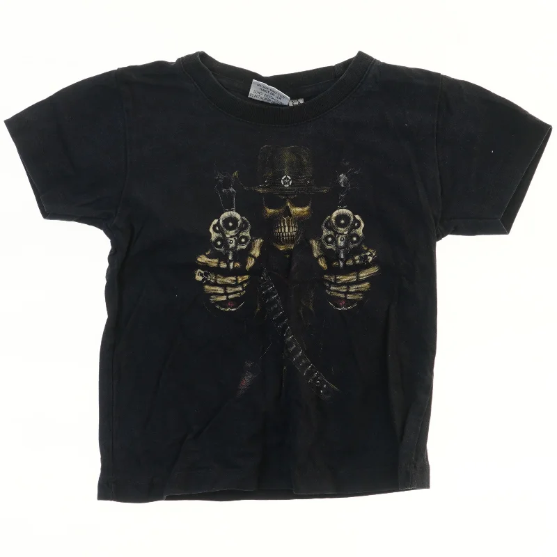 Sort T-shirt med skelett motiv (str. 98)