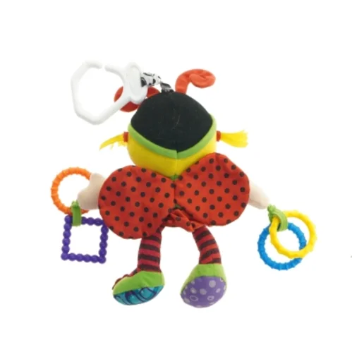 Farverigt baby bamse med rangler (str. 26 cm)