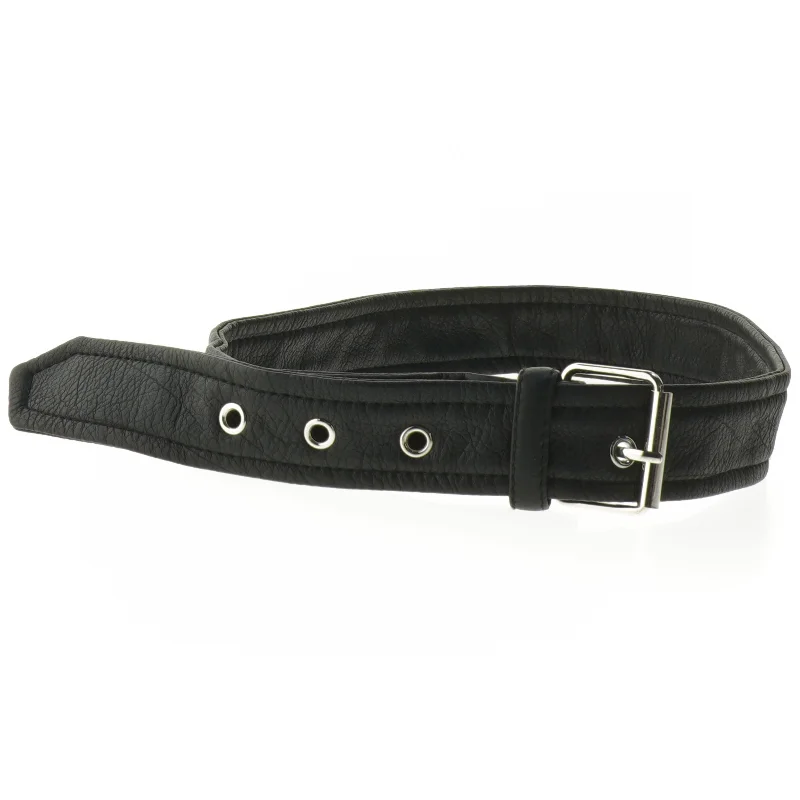 Læderbælte med metalspænde (str. 84 cm)