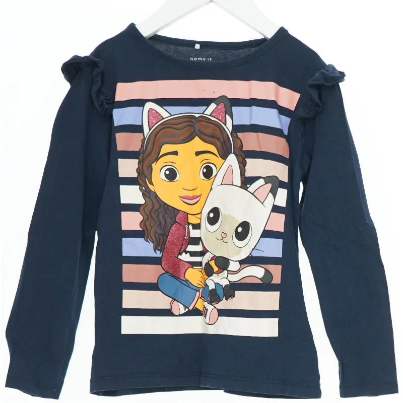 Langærmet bluse med tegneserieprint fra Name It (str. 116)