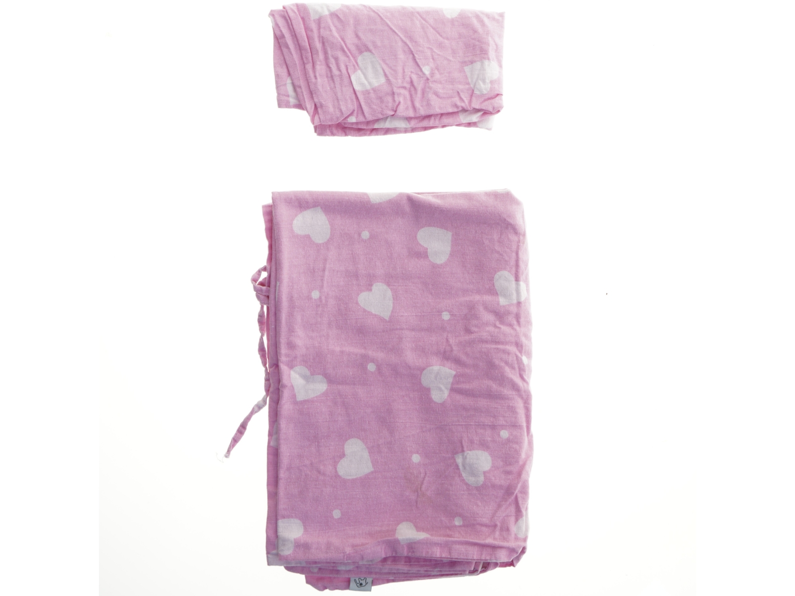 Dyne og pudebetræk med hjerter (str. Hovedpude. 40 x 36 cm. dyne. 67 x. 90 cm)