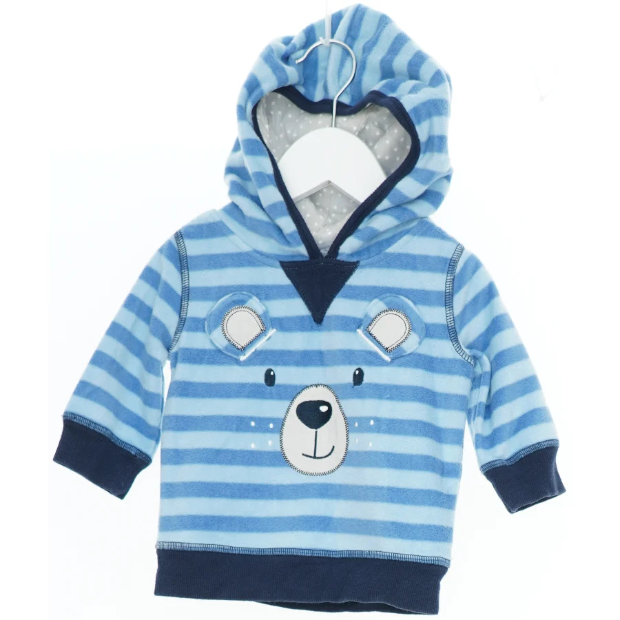 Blå stribet hættetrøje med bamseansigt fra Tiny Little Wonders (str. 80)