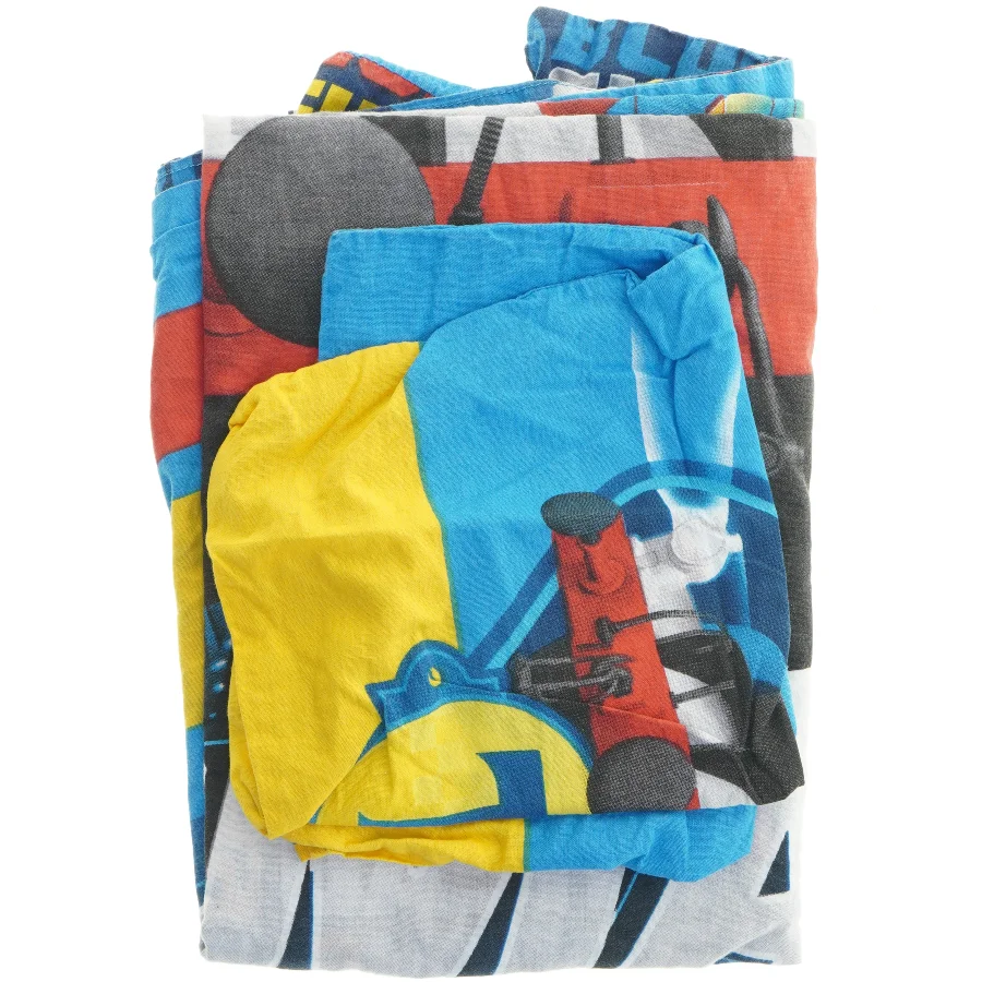 Børne sengetøj med togtema (str. Hovedpude. 40 x 40 cm. dyne. 90. x, 130 cm)