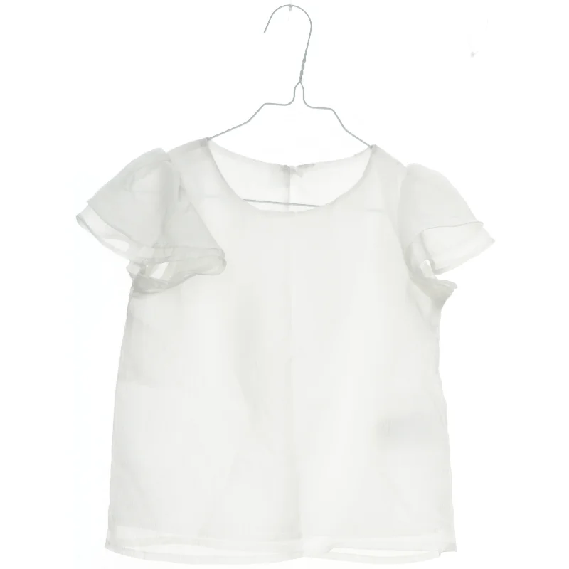 Hvid Bluse med Flæseærmer (str. 110)