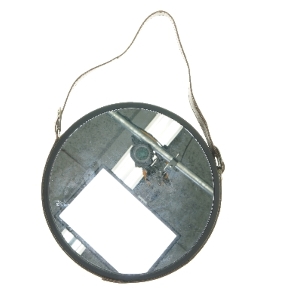 Rundt vægspejl med rem (str. Ø 30,5 cm)