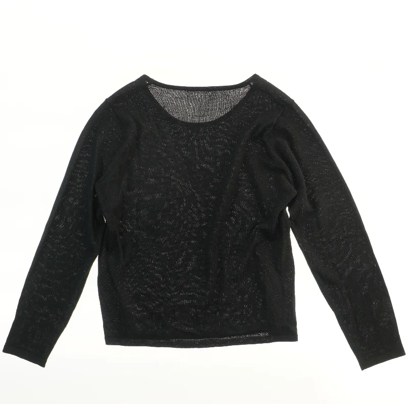 Langærmet sort bluse I uld (str.  58x44 cm)