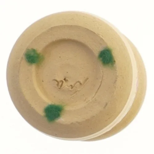 Dekorativ krukke med bærmotiv (str. Ø 8 cm længde 9,5 cm)