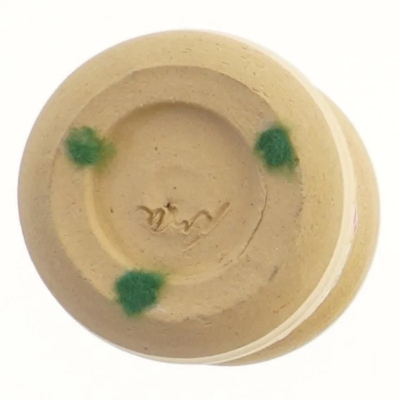 Dekorativ krukke med bærmotiv (str. Ø 8 cm længde 9,5 cm)