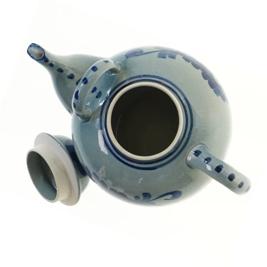 Blåmalet keramisk tekande (str. Ø 20x16 cm)