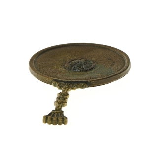 Vintage håndspejl med dekorativt skaft (str. Ø 14 cm)