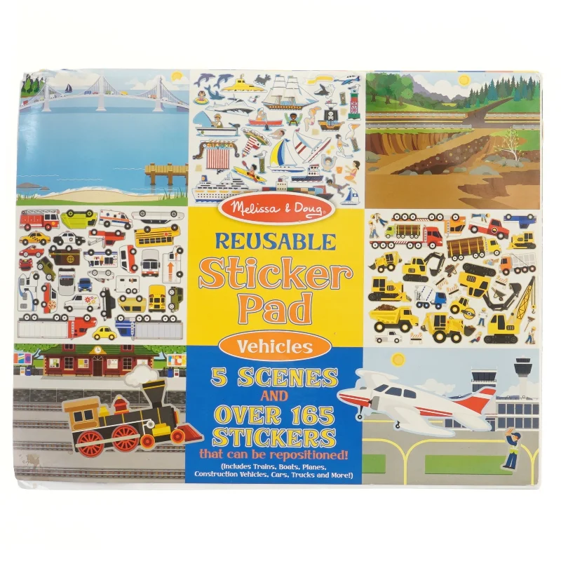 Genanvendelig klistermærke ark med køretøjer (str. 35x28 cm)