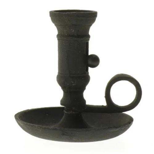 Sort lysestage med håndtag (str. 12 cm)