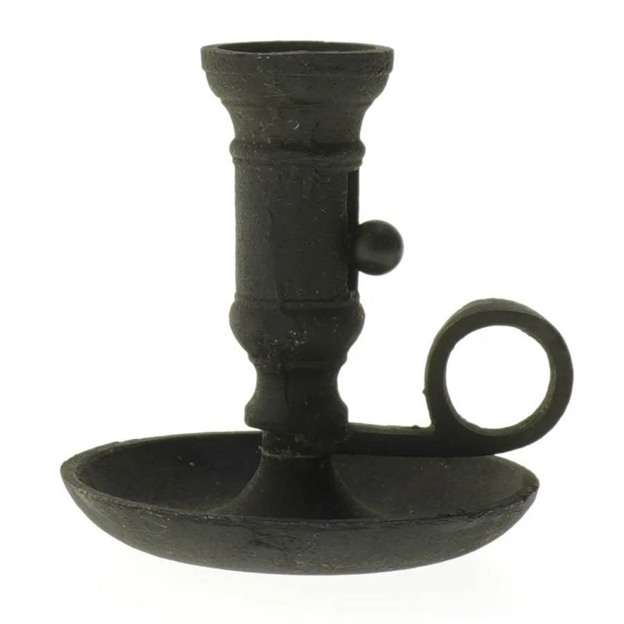 Sort lysestage med håndtag (str. 12 cm)