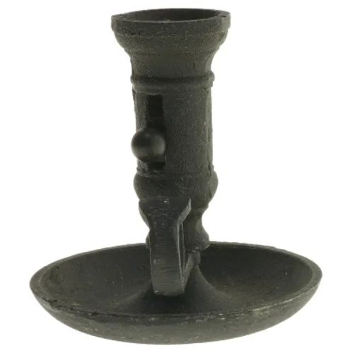 Sort lysestage med håndtag (str. 12 cm)