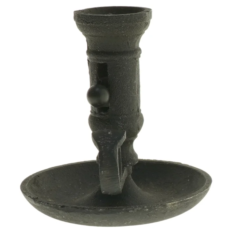 Sort lysestage med håndtag (str. 12 cm)