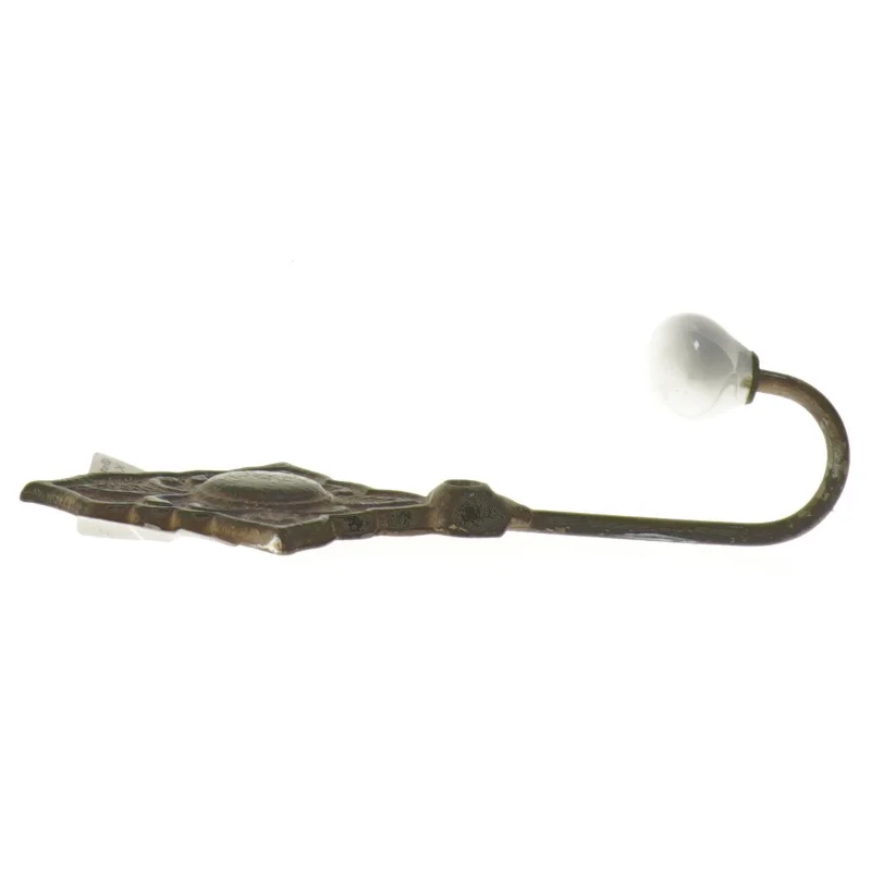 Vægkrog med porcelænsknop (str. 16 cm)