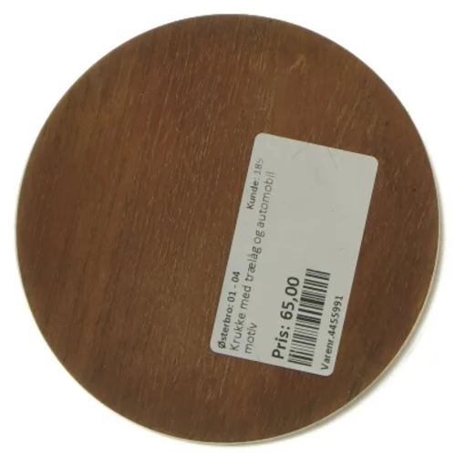 Krukke med trælåg og automobilmotiv fra Bavaria (str. Ø 11 cm)