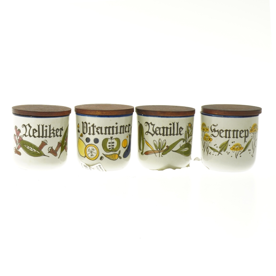 Sæt af krydderikrukker med låg fra Knabstrup (str. 4 styk, 7,5 cm)