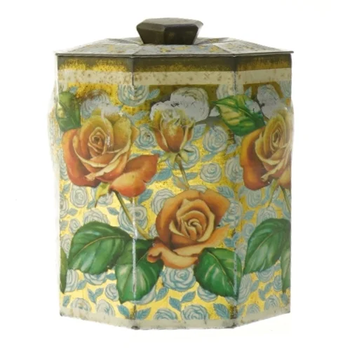 Dekorativ dåse med roser (str. ø 13, 13 cm)