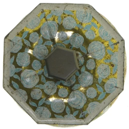 Dekorativ dåse med roser (str. ø 13, 13 cm)