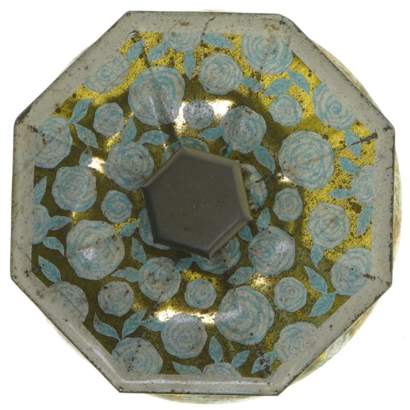 Dekorativ dåse med roser (str. ø 13, 13 cm)