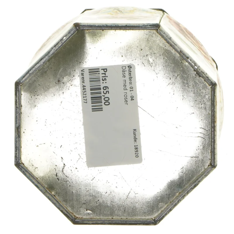 Dekorativ dåse med roser (str. ø 13, 13 cm)