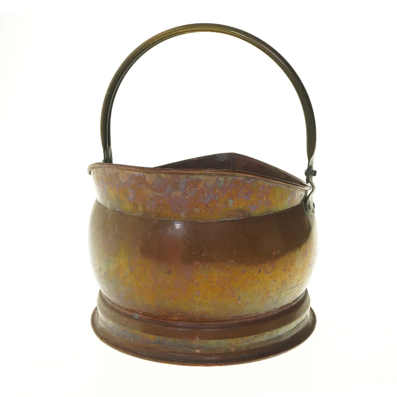 Kobberspand med hank (str. Ø 28 cm)