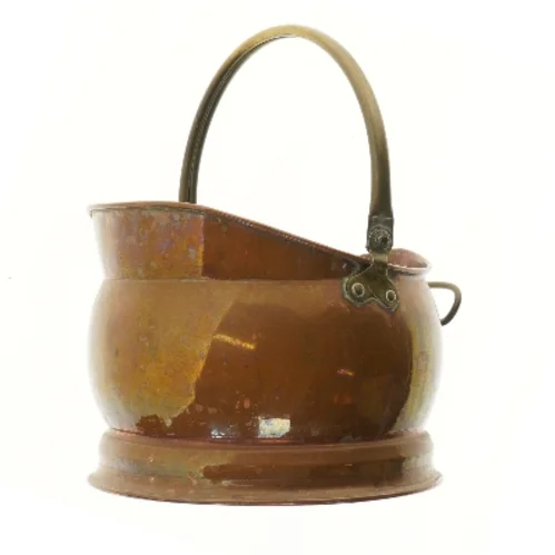 Kobberspand med hank (str. Ø 28 cm)