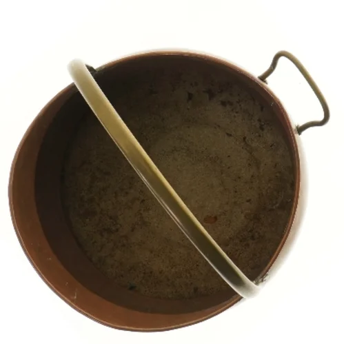 Kobberspand med hank (str. Ø 28 cm)