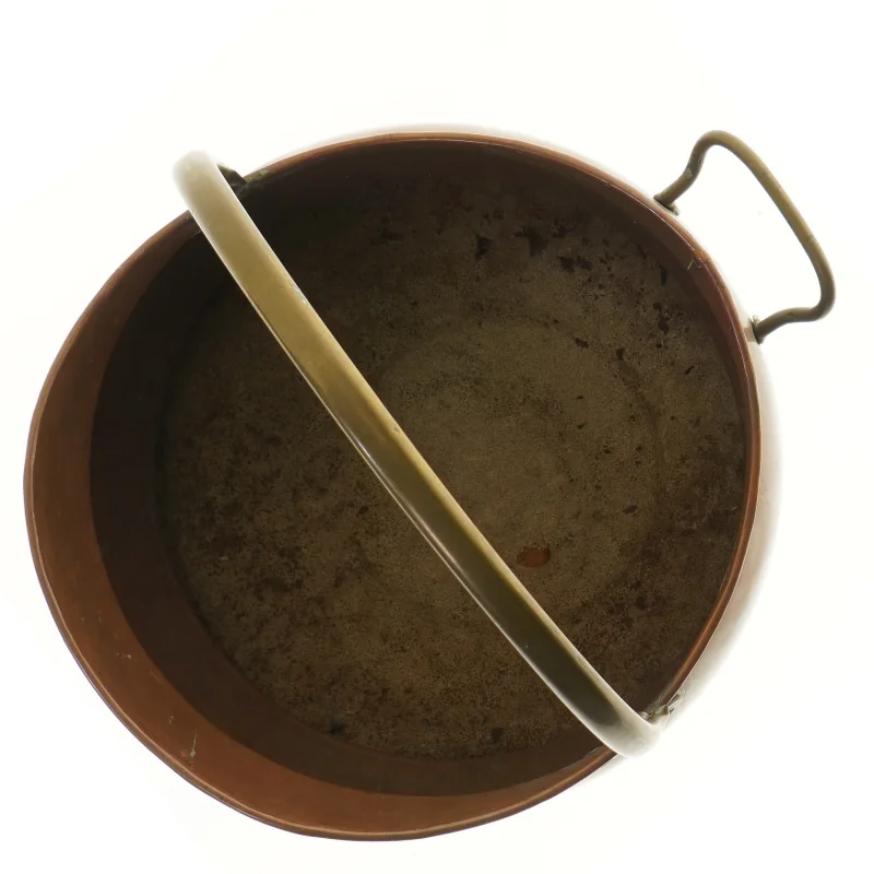 Kobberspand med hank (str. Ø 28 cm)