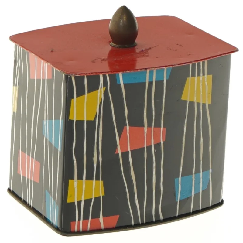 Vintage blikboks med låg (str. 10x9 cm)