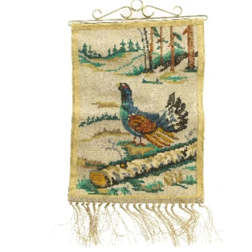 Billedtæppe med fuglemotiv (str. 42x31 cm)