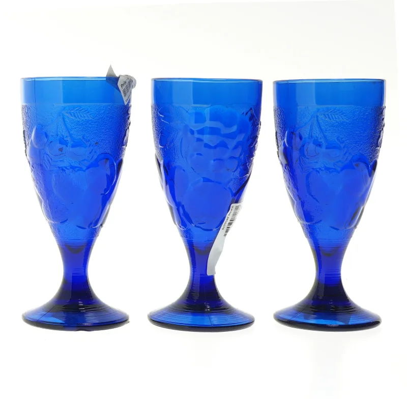 Blå glas til isdesserter (str. 3 styk, 17,5 cm)
