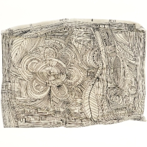 Mønstret stofstykke (str. 49x37 cm)