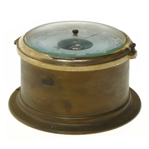 Fyrkat messingbarometer Quartz (str. Ø 15x9,5 cm)