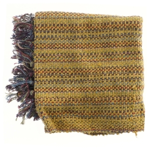 Gul tæppe med frynser (str. 60x120 cm)