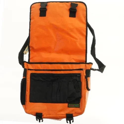 Orange skuldertaske med kortdesign (str. 41x39 cm)