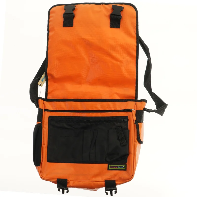Orange skuldertaske med kortdesign (str. 41x39 cm)