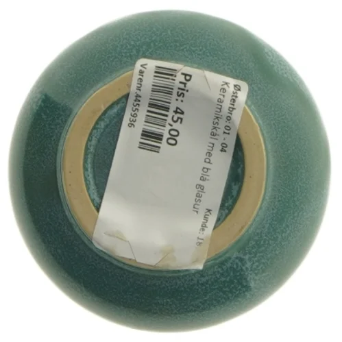 Keramisk skål med blå glasur (str. Ø 9 cm)